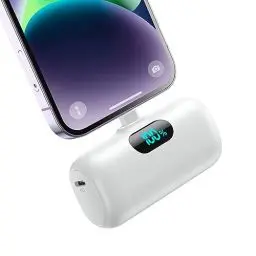 Produktbild: Mini Power Bank für iPhone 5000mAh, Upgrade 15W PD 3.0A Schnellladung, Leicht-Kompakt Powerbank LCD Display Akkupack Kompatibel mit iPhone 14/14 Pro Max/13/13 Pro Max/12/12 Pro/11/XR/X/8/7/6 - Weiß