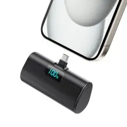 Produktbild: Mini Powerbank 5200mAh, Klein Power Bank USB C PD Externer Akku, Compact LCD Digitalanzeige Akkupack Kompatibel mit iPhone 15/16, Samsung S23/24 Serie, Note20/10 Serie, Huawei, iPad Pro/Air-Schwarz