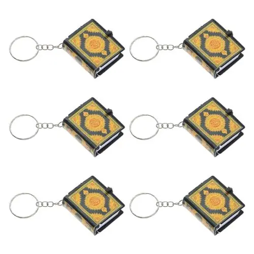 Produktbild: Mini Quran Keychain Islamische Dekoration: 6 Stücke Kleine Quran Buch Koran Anhänger Muslim Schlüsselring Tasche Geldbörse Autoschlüssel Charme Schnalle Weihnachten Urlaub