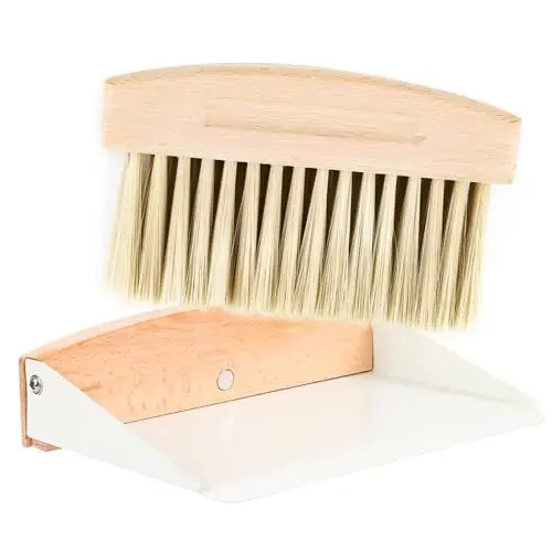 Produktbild: Mini Schaufel und Besen Set, Tischbesen Besen und Kehrschaufel Set, Handbesen mit Kehrschaufel, Tragbares Tischplatten Bürsten Set, Esstisch, Krümelkehrer, Reinigungswerkzeuge mit Borsten (Weiss)