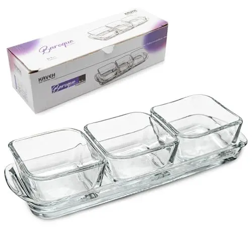 Produktbild: Mini Schüsseln für Saucen, 3+1 kleines Glasschüssel-Set, Sauce, Marmelade, Ketchup-Mayonnaise, Servier Dip Schälchen Tablett und Schüssel-Set, Honigbutter-Servierplatte zum Frühstück, 70 ml (3+1SET)