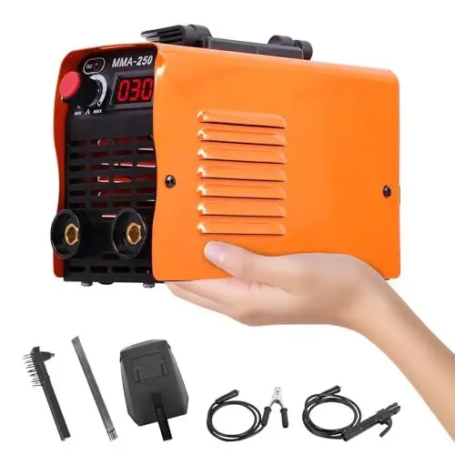 Produktbild: Mini Schweißgerät - 250A Elektroden Schweißgerät MMA Kompakt, 220V LED-Anzeige Anti-Stick Hot Start IGBT-Technologie mit Rods für Heim- & Profieinsatz