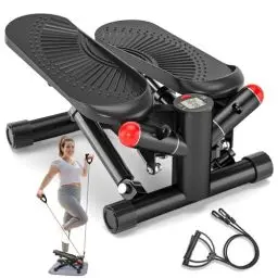 Produktbild: Mini Stepper für Zuhause mit Power Ropes, Höhenverstellbar Up-Down Swing Stepper mit LCD-Monitor, Stepper Hometrainer für Anfänger & Fitness Trainingsgerät 150kg Bein/Arm Trainer Home Fitness Exercise