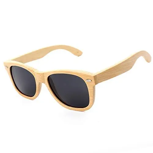 Produktbild: Mini Tree Bambus Sonnenbrille Herren Polarisierte Handgefertigte Cat.3 Floating Retro Sun Brille für Damen UV400 Schutz (Bambus, Grau)