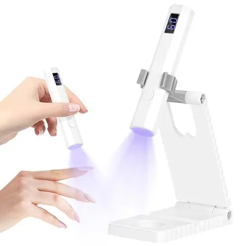 Produktbild: Mini UV Lampe für Gelnägel, UV Lampe für Nägel mit Ständer Wiederaufladbar, kleine UV Nagellampe Tragbar, 2 Timer-Modi Nageltrockner für Gel-Nagellack, Gel Nagellack Trocknergerät Weiß