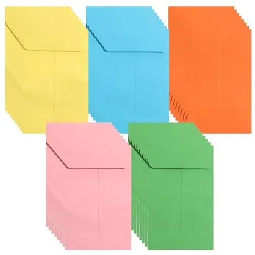 Produktbild: Mini Umschläge 50 Münzumschläge Farbige Samenumschläge Samentüten Kleine Briefumschläge Mini Bunte Umschläge Money Envelopes für Löhne Samen Münzen Perlen Briefmarken 8.9 x 5.7cm