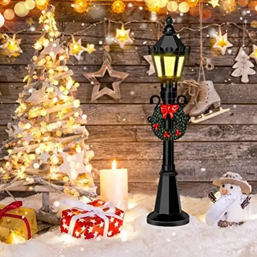 Produktbild: Mini Warmweiße LED-Straßenlaternenmodelle Mini-Weihnachtslaterne Weihnachtsdekoration mit Batteriekasten (2 * AAA-Batterien Nicht enthalten)