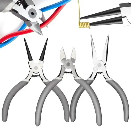 Produktbild: Mini Zangen Set, Sicherungsringzangen, Spreizzange, Kombizange, Spitzzange und Rohrzange Klein, Multifunktionelle 5 Zoll Feinmechaniker Zangen Set, Eignung Handgemachtes DIY, Sprengringzangen Set