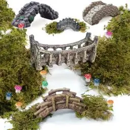 Produktbild: Miniatur Brücke, Miniatur Deko, Moos, Gartenteich, Miniatur Wichtel Zubehör, Modellbau Feengarten Zubehör Garten Deko Ornament Modelleisenbahn Eisenbahn Dekoration