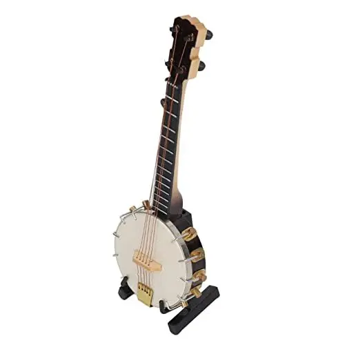 Produktbild: Miniatur-Banjo-Modell, lebensechtes Aussehen, glattere Oberflächen, Mini-Banjo-Spielzeug, schöne, langlebige, exquisite Verarbeitung für Geschenke