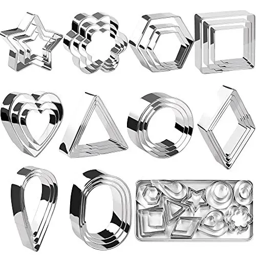 Produktbild: Mini-Ausstechformen-Set für Kekse, Modelliermasse, Edelstahl, Fondant, Backen, Gebäck, 30 Stück Geometrische Formen Cutter