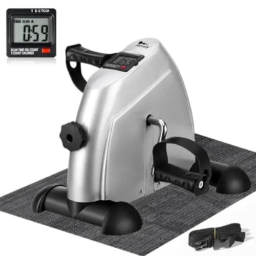 Produktbild: Minibike Heimtrainer Bewegungstrainer Pedaltrainer Trainingsgerät Fitnessgerät mit LCD-Monitor Einstellbarer Widerstand Fahrradtrainer Fitness-Fahrrad für Arm-und Beintrainer Zuhause Büro(Silber)