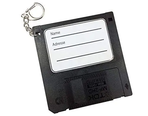 Produktbild: Miniblings Adressanhänger Taschenanhänger Kofferanhänger Diskette RETRO Disc Floppy SCHWARZ - Handmade Modeschmuck I I Anhänger Schlüsselring Schlüsselband Keyring