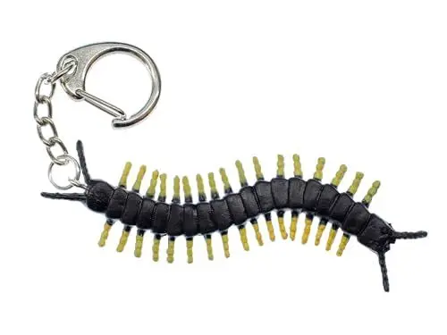 Produktbild: Miniblings Tausendfüßler Schlüsselanhänger Halloween Horror Insekt schwarz gelb - Handmade Modeschmuck I Anhänger Schlüsselring Schlüsselband Keyring