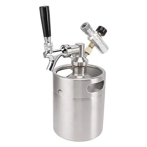 Produktbild: DADEA Tragbares Mini-Bierfass mit Wasserhahn, Mini-Fass-Growler, 2 L, 150 Psi, Tragbarer, Unter Druck Stehender Edelstahl-Heimfass-System-Bierspender für Selbst Gebrautes Craft-Fassbier