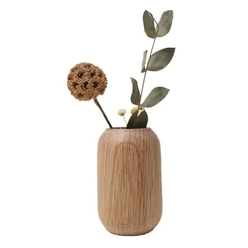 Produktbild: Handgefertigte Blumenvase aus Holz, Runde Holzvase für Dekoration, Bauernvase, Holzvasen für Heimdekoration, Moderne Blumenvase für Blumenarrangements, Heimdekoration(#1)