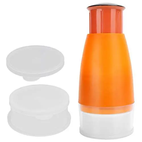 Produktbild: Mini-Knoblauchzerkleinerer, manueller Zerkleinerer, Lebensmittelzerkleinerer, manuell, mit 2 Stück Kunststoffbox (Orange)