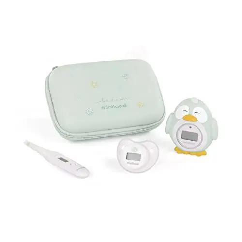 Produktbild: Miniland Thermokit Dolce Mint. Praktsch verschließbares Etui mit drei Babythermometern
