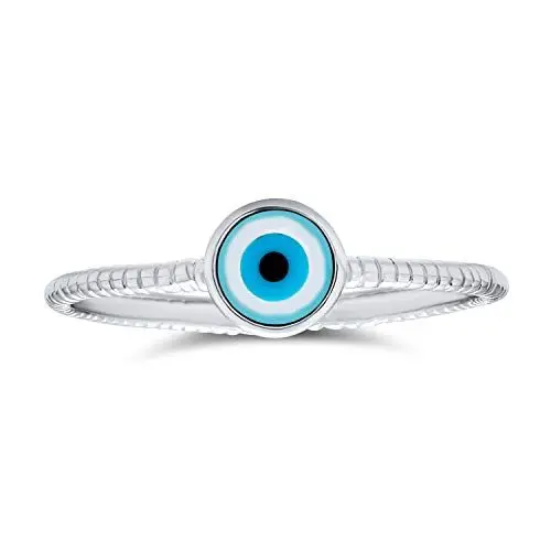 Produktbild: Minimalistischer Einfacher .925 Sterling Silber Schlagring 1Mm Band Stapelbarer Böser-Augen-Ring Für Teenager Für Freundin