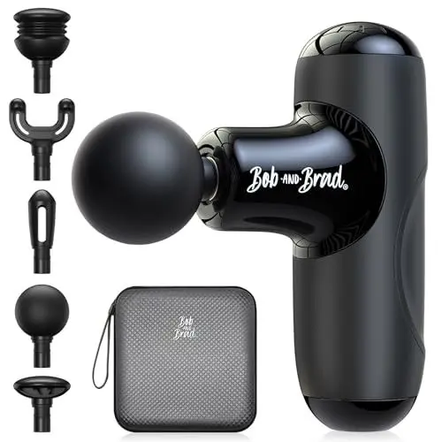 Produktbild: Bob and Brad Q2 Mini-Massagepistole, Taschenformatiges Tiefengewebe-Percussion-Massagegerät, Ultrakleine & Tragbare Leise Massagepistole zur Muskelregeneration und Schmerzlinderung, Schwarz
