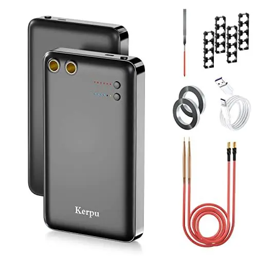 Produktbild: Mini-Punktschweißgerät, Kerpu 5000mAh Batterie-Punktschweißgerät, 6-Gänge einstellbar mit Typ-C Ladeanschluss, 5M Nickelblatt-Schnellspannstift für die Herstellung von DIY-Batteriepaketen