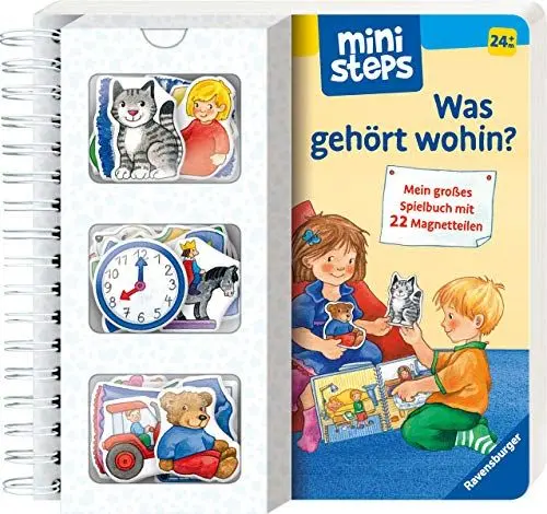 Produktbild: ministeps: Was gehört wohin? - Magnetbuch ab 2 Jahre, Kinderbuch, Bilderbuch: Mein großes Spielbuch mit 22 Magnetteilen. Ab 24 Monaten