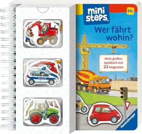 Produktbild: ministeps: Wer fährt wohin? Mein großes Spielbuch mit 22 Magneten: Magnetbuch ab 2 Jahren, Kinderbuch, Pappbilderbuch: Mein großes Spielbuch mit 22 Magnetteilen. Ab 24 Monaten
