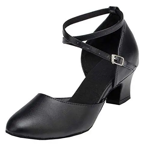 Produktbild: MINITOO Damen Leder Salsa Latin Tanzschuhe Bequem Party Abend Pumps Schuhe L188 Schwarz 5cm Absatz EU 38