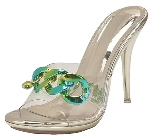 Produktbild: MINITOO Damen Schuhe Elegant Festlich Stiletto Hohem Absatz Sommer Pantoletten Sandalen TM006 Transparentes Gold EU 42