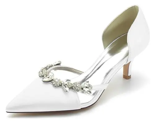 Produktbild: MINITOO Frauen Hochzeitsschuhe Schlüpfen Niedriger Absatz Abend Prom Party Pumps MY041 Weiß EU 40