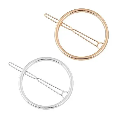 Produktbild: Minkissy 2 Stücke Geometrische Haarspangen Runde Legierung Pferdeschwanz Halter Kopfschmuck Kopfbedeckungen Haarnadeln für Frau Dame Golden Und Silber