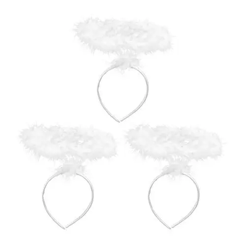 Produktbild: Minkissy 3Pcs Engel Stirnbänder Weiße Feder Halo Stirnbänder Halloween Engel Kostüm Feder Halo Haarband Haarreifen für Halloween Weihnachten Karneval Kostüm
