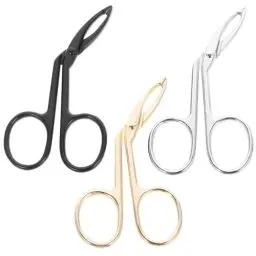 Produktbild: Minkissy 3pcs Augenbrauen Pinzetten Schere Form Edelstahl Nasenhaar Gesichtshaare Haarentfernung Tragbar Make Up Werkzeug Erwachsene Frauen Männer Golden Schwarz Silber