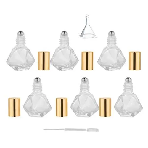 Produktbild: Minkissy Roller Flaschen Glas Leer Nachfüllbar Öl Roll On Flaschen mit Edelstahl-Rollkugeln Pipette Ätherisches Glasflasche für Ätherische Öle Aromatherapie Duftstof Glasaufsatz 5ml 6 Stück