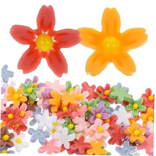 Produktbild: minkissy 100stücke Farbige Nail Art Flachrückseite Charms Für Nageldesign Dekoration Für Handyhüllen Resin Blumen Und Imitationsperlen Für Kreative Nagelkunst