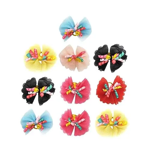 Produktbild: minkissy 10St Welpenkopfschmuck Pflegeprodukte für Haustiere Haustier neujahrsdekoration Welpenhaarschleifen Haarnadel Haarklammer Tierhaarschleife Welpen Haarspange Krawatte Haarring