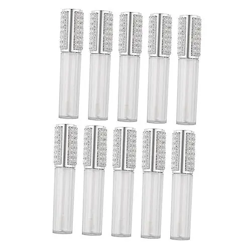 Produktbild: minkissy 10st Lippenstift Lipgloss Lippenrohr Reisebehälter Kristall-lipgloss-tuben Lippenstifttube Leere Mascara-tube Und Zauberstab Reinigen Diamant-lipgloss Runden Glas Flasche Reisen
