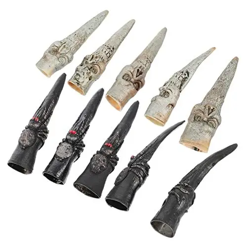 Produktbild: minkissy 10st Nagelset Hexen Gefälschte Fingerkrallen Halloween Nägel Cosplay Halloween-fingerkrallen Halloween-fingernagel-requisiten Cosplay Nagel Fingerspitzen Vampir Vinyl Bilden