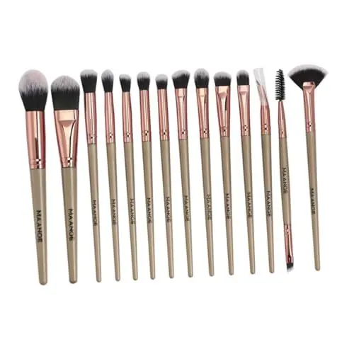 Produktbild: minkissy 14-in-1-make-up-pinsel-set Griff Aus Hochwertigem Nylon Kosmetikpinsel-set Für Damen Natürlicher Look Goldene Farbe