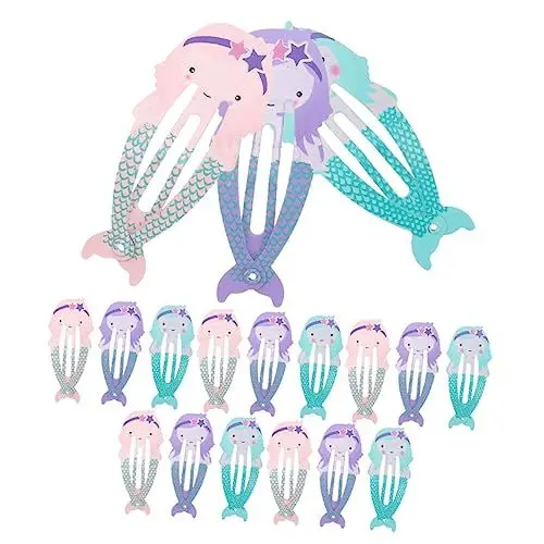 Produktbild: minkissy 18 Stück Meerjungfrau-Haarspangen Koreanische Haar-Accessoires Mädchen-Haargummis Haargummis Kleine Haarspangen Hübscher Druckknopf Niedliche Haarspangen Für Mädchen