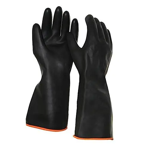 Produktbild: minkissy Paar 55cm Schwarze Doppellagige Gummihandschuhe Industrie