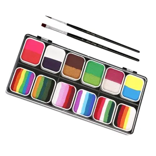 Produktbild: minkissy 1 Satz Kinderschminken Halloween-Gesichtsfarbe Mal-Make-up-Palette Körperbemalungspalette flüssige Körperfarbe Schminkset Gesichtsbemalung mit Nationalflagge Make-up-Pigment Toner