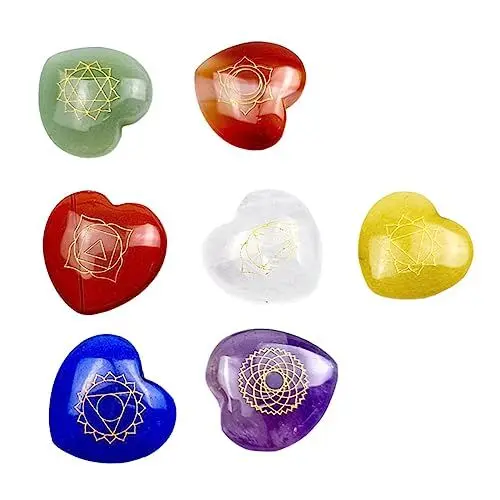 Produktbild: minkissy 1 Satz sieben chakra liebe Kristallsteine mentaler Entspannungsstein tostones Opal persönliche geschenke meditations Handwerk aus Energiestein Chakra-Energiesteine Achat einstellen