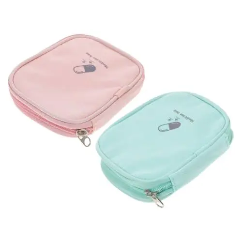 Produktbild: minkissy 2stücke Erste-hilfe-tasche Tragbar Volumen Medikamententasche Mit Reißverschluss Für Reisen Camping Wandern Outdoor-aktivitäten