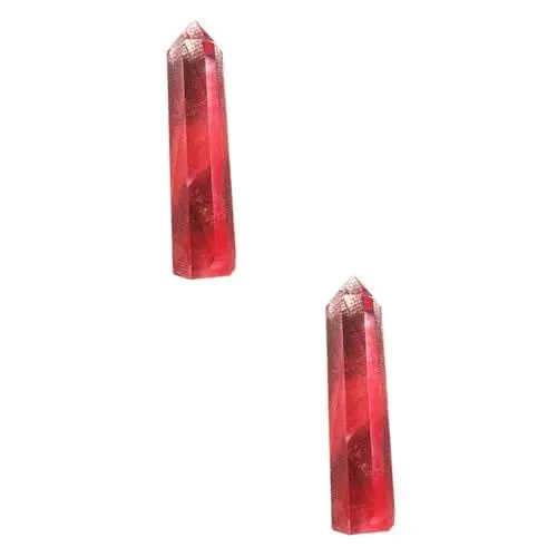Produktbild: minkissy 2St Stein weihnachtsgeschenke weihnachts präsente weihnachsgeschenke neujahr gestreifter Kristall Behandlung künstlich roter Kristall Kunsthandwerk Kristallstab