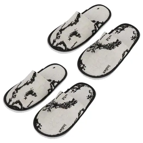 Produktbild: minkissy 2 Paar Einweg-Hausschuhe hotel slipper hotelslipper Hotel-Hausschuhe hotelhausschuhe rutschfeste Hausschuhe Anti-Rutsch-Hausschuh Kinderhausschuhe Praktische Hausschuhe Stoff Weiß