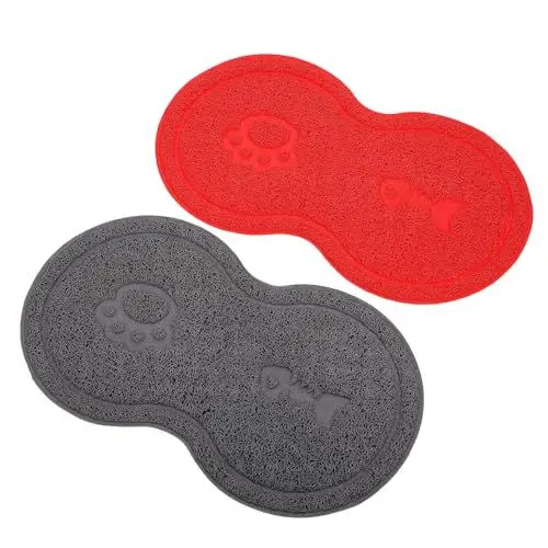 Produktbild: minkissy 2 Pcs cat litter mat dog water bowl mat pet placemat tray cat floor food mat pets pads catcher pad non slip dish pads cat mat non slip pet bowl mats pvc puppy cat claw