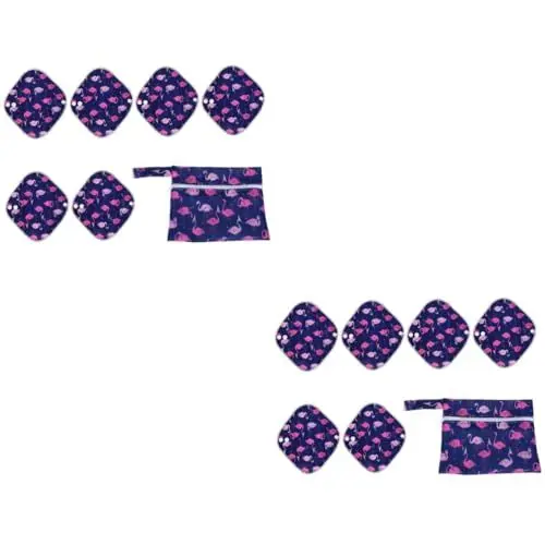 Produktbild: minkissy 2 Sätze Wiederholbare Hygiene Matten Wiederverwendbares Tuch Wiederverwendbares Hygienetuch Menstruation- Menstruationsbinden Pflegepad Bambus Mutter Kohlefaser Holzkohle Violett