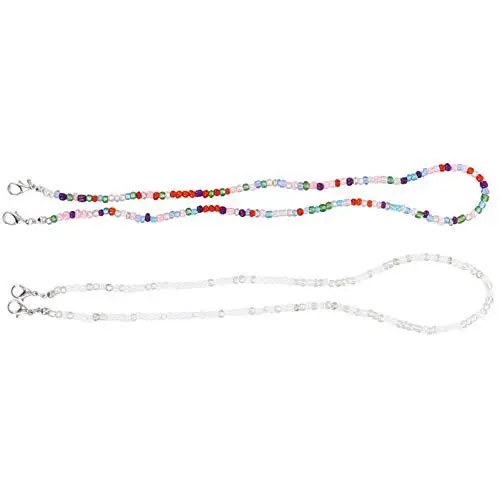 Produktbild: minkissy 2 Stk Brille Maskenkette Ohrschützerhalter Perlen hutband für Gläser Anti-Rutsch-Maskenband Multifunktions-Maskenband Sonnenbrille Brillenband Brillenkette Lanyard