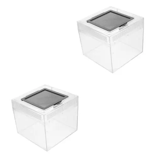 Produktbild: minkissy 2er-Box Transparente Reptilienbox Futterbehälter Für Vogelspinne Reptilienterrarium Tarantel Einsiedlerkrebskäfig Springschwänze Nerite-Schnecken Asseln Aggreko Kleiner Fall Tier